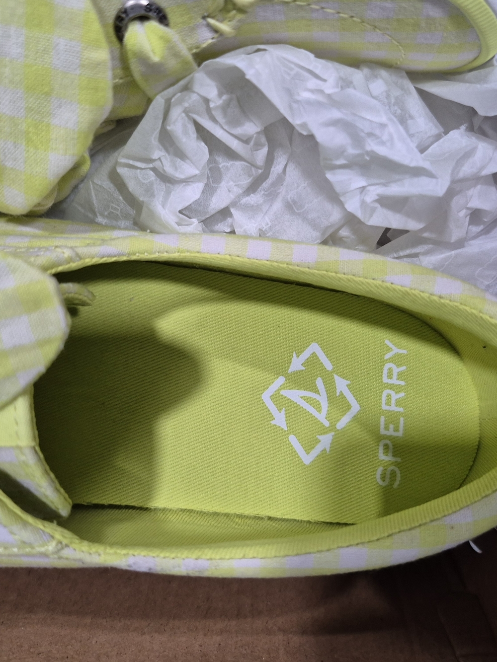NWT Sperry Kids Yellow Gingham Bow Slip-On Sneaker